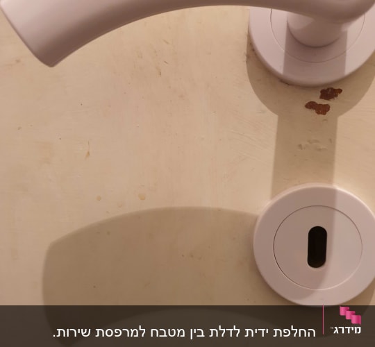 ידית דלת לבנה עם חור מנעול עגול